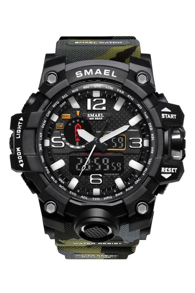 Erkek Kol Saati Analog Dijital Spor Siyah Moda Trend Saat Kamuflaj Yeşil 1545 ürün görseli 1
