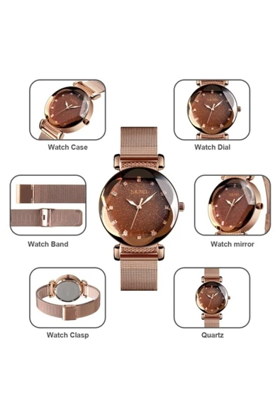 Kadın Kol Saati Hasır Kordon Analog Ekran - Resim 3