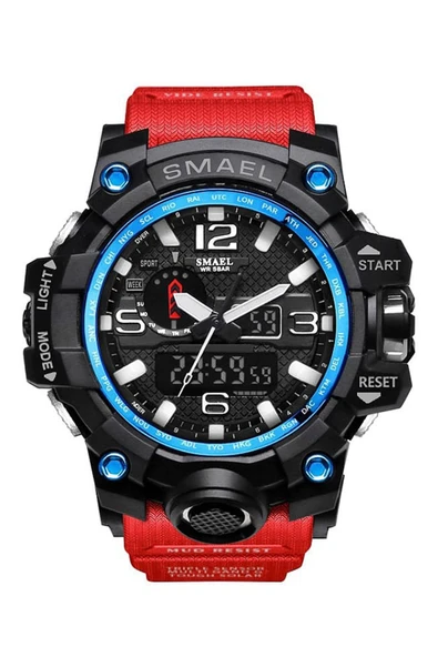 Erkek Kol Saati Analog Dijital Spor Siyah Moda Trend Saat Kırmızı 1545 ürün görseli 1