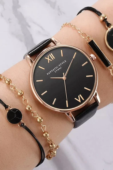 Fantatic-style Kadın Kol Saati Lüks Moda Şık Trend Set Kol Saati Siyah Renk - 2