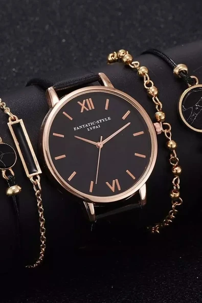 Fantatic-style Kadın Kol Saati Lüks Moda Şık Trend Set Kol Saati Siyah Renk - 4