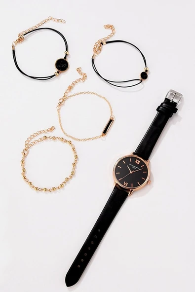 Fantatic-style Kadın Kol Saati Lüks Moda Şık Trend Set Kol Saati Siyah Renk - 5