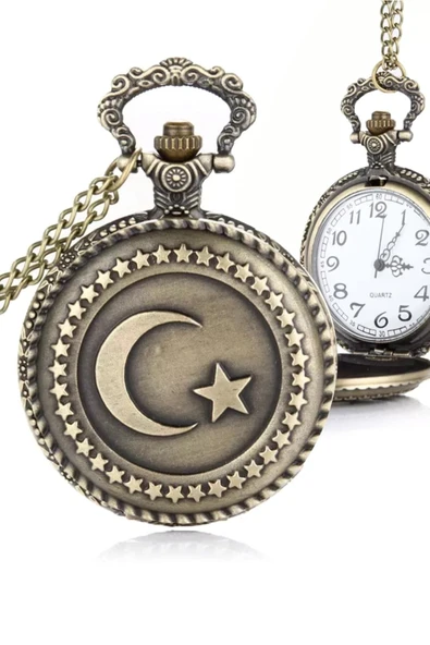 Köstekli Türk Bayrağı Cep Saati ürün görseli 1