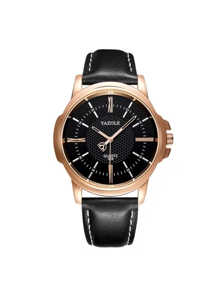 Erkek Kol Saati Siyah Deri Kordon Moda Şık Trend Yzl358s - 5