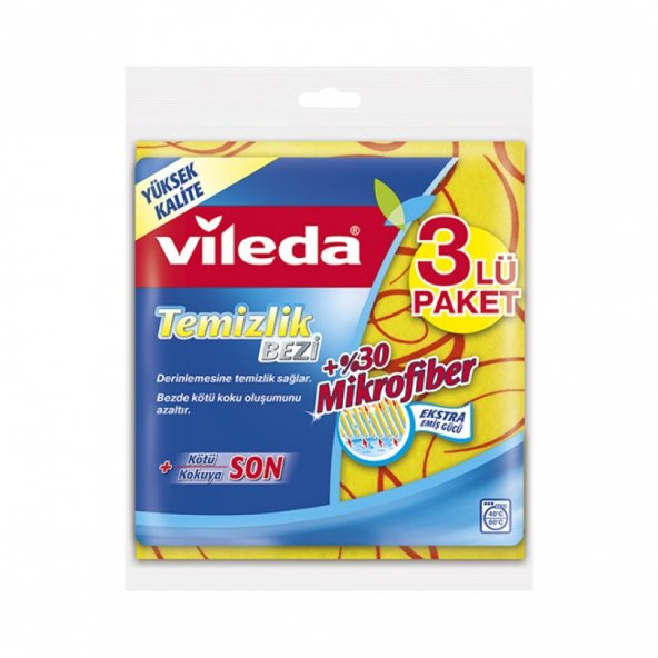 VİLEDA TEMİZLİK BEZİ 3 LÜ MİKROFİBER 30