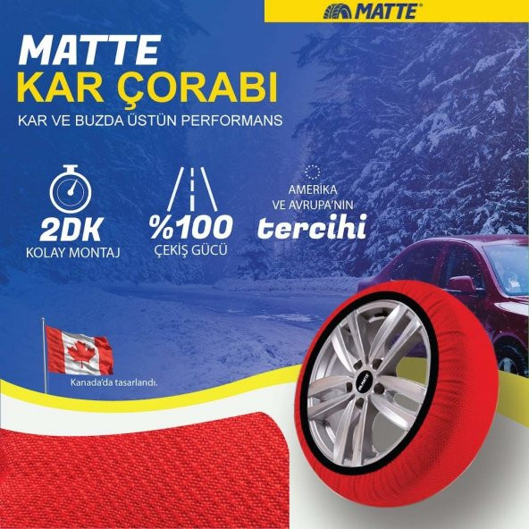 Kar Çorabı Matte 205 50 Lastik R16 Jant Ölçülerine Uyumlu Yüksek Kaliteli Zincir Muadili - 3