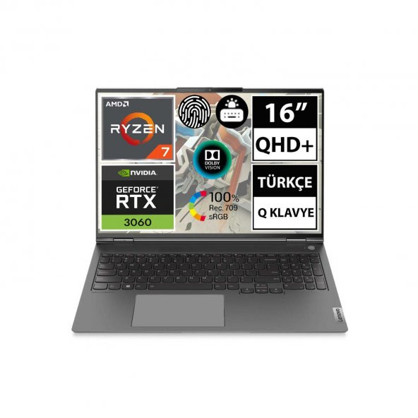 Lenovo ThinkBook 16P 21EK0029TX02 Ryzen7 6800H 16GB 512SSD+1TBSSD RTX3060 16" QHD+ FreeDOS Taşınabilir Bilgisayar