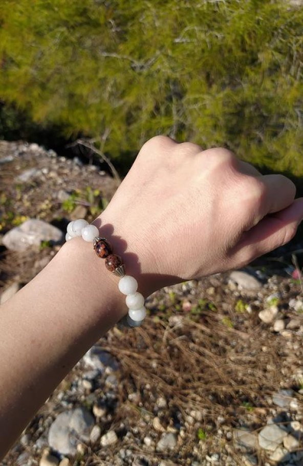 Bileklik Doğal Taş Çakra Elastik Aşk Sevgili Bileklik Unisex Yoga Enerji Bilezik - 2