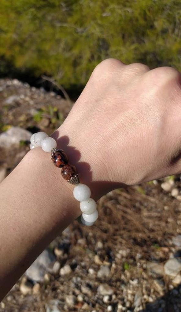 Bileklik Doğal Taş Çakra Elastik Aşk Sevgili Bileklik Unisex Yoga Enerji Bilezik - 4