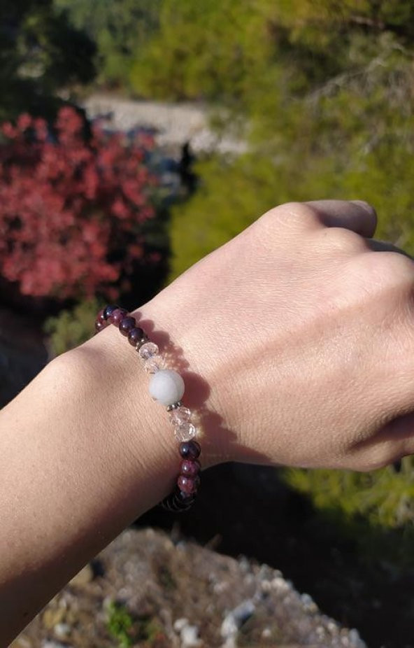 Bileklik Doğal Taş Çakra Elastik Aşk Sevgili Çift  Bilekliği Unisex Yoga Enerji Bilezik - 3