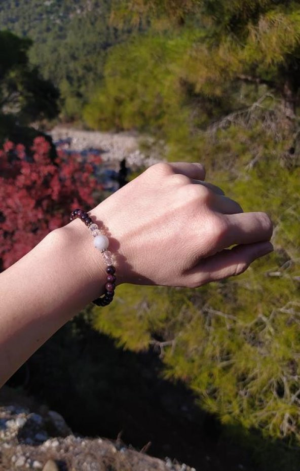Bileklik Doğal Taş Çakra Elastik Aşk Sevgili Çift  Bilekliği Unisex Yoga Enerji Bilezik - 7