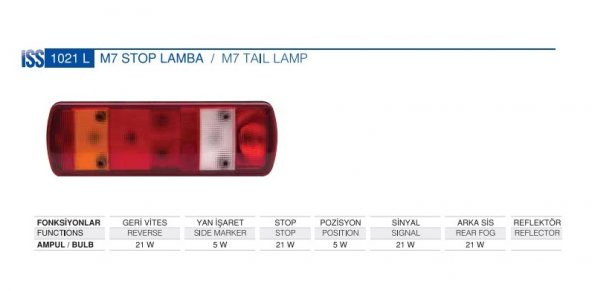 M7 Stop Lamba Kablolu Tır Kamyon Römork Dorse Stop Lamba - 3