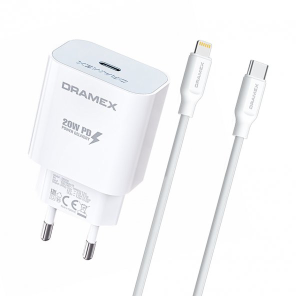 Dramex DPD20L Valence Type-C to Lightning Kablolu 20W PD Hızlı Şarj Aleti Set