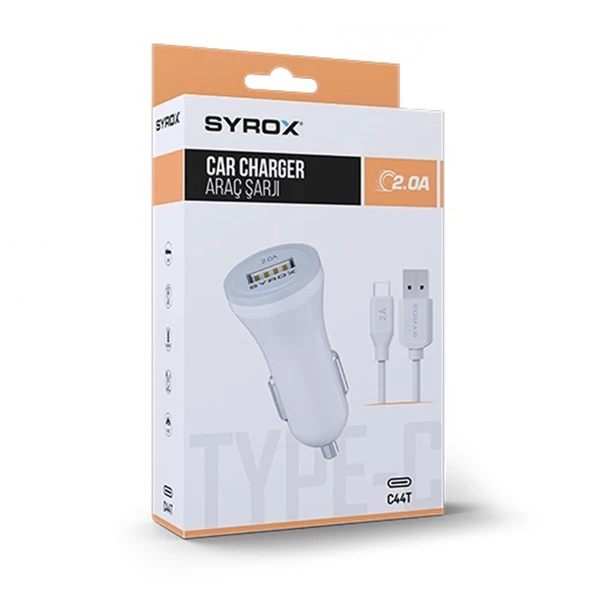 Syrox C44T Araç Şarj Aleti ve Type-C Kablo Set 5V 2.0A - 5