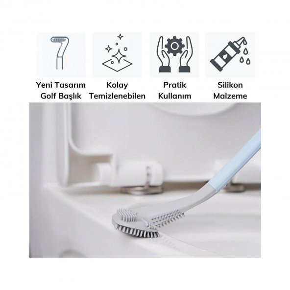 3B Trend Ergonomik Tasarımlı Silikon Banyo Tuvalet Klozet Temizleme Fırçası Askılı - 2