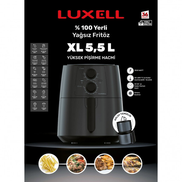 Luxell Fastfryer Xl 5.5 Litre ( Yağsız Fritöz Airfryer ) - 4