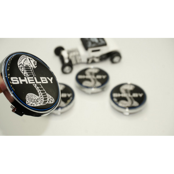 Ford Mustang Shelby Kobra Logo Jant Göbeği Kapak Seti 60mm