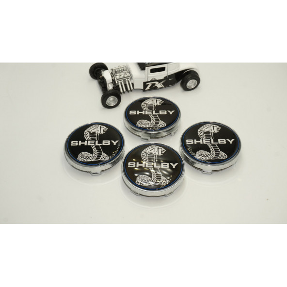 Ford Mustang Shelby Kobra Logo Jant Göbeği Kapak Seti 60mm - 2
