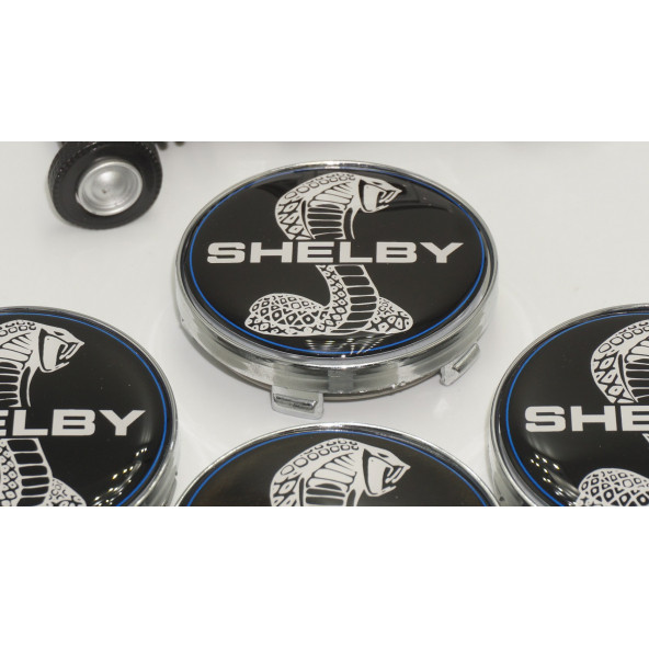 Ford Mustang Shelby Kobra Logo Jant Göbeği Kapak Seti 60mm - 3