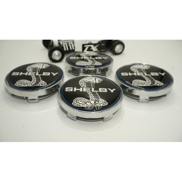 Ford Mustang Shelby Kobra Logo Jant Göbeği Kapak Seti 60mm - 4