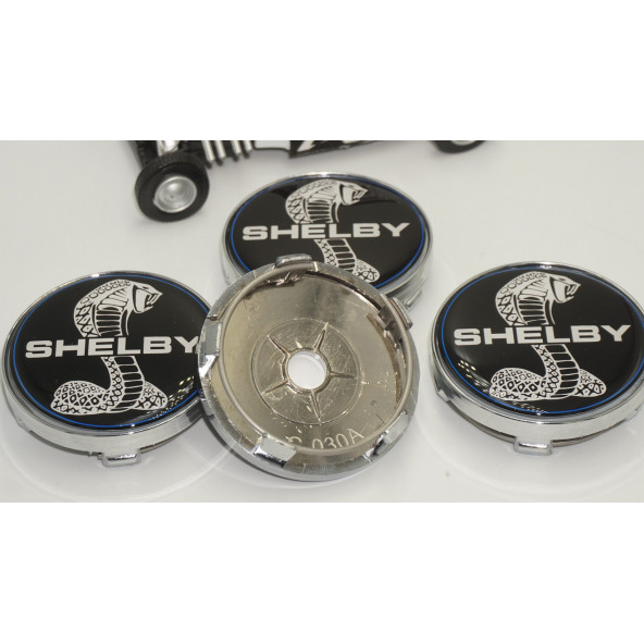 Ford Mustang Shelby Kobra Logo Jant Göbeği Kapak Seti 60mm - 5