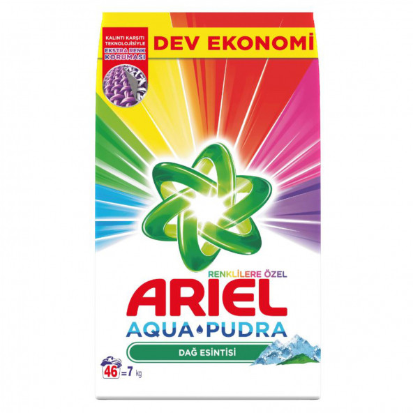 Ariel AquaPudra Dağ Esintisi 7 kg Renklilere Özel Toz Çamaşır Deterjanı - 1