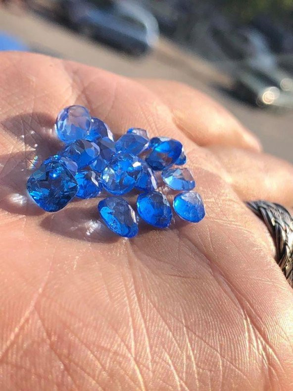 Doğal Topaz Taşı 66 Adet - Mavi Yeşil Beyaz Pembe Topaz Taşı - 4