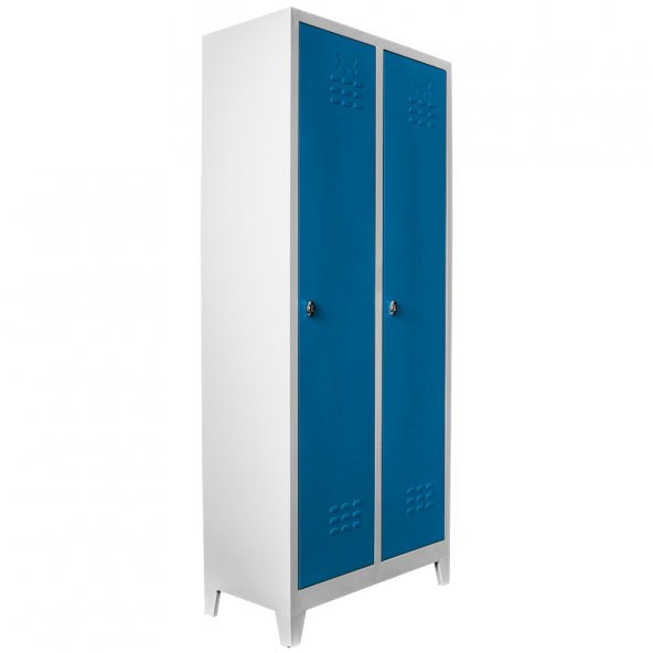 Jessan Ofis 2 li Standart Soyunma Dolabı Gri-Mavi - 2