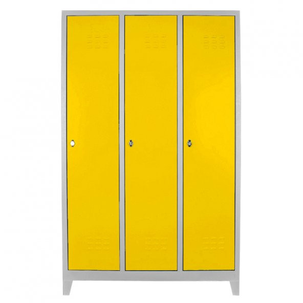 Jessan Ofis 3 lü Standart Soyunma Dolabı Gri-Sarı ürün görseli