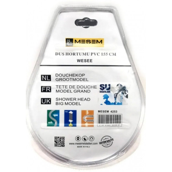 Meşem Duş Hortumu Parlak Gri Renkli Plastik PVC 155 CM - 2