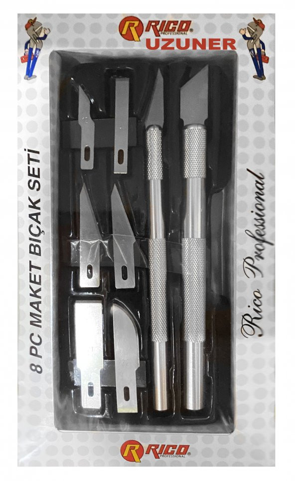 Rico Falçata Maket Bıçağı Seti Hobi Bıçak Neşter Takımı 8 Parça