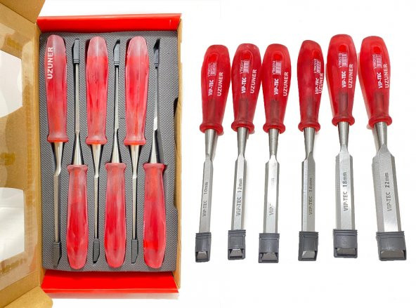 Vip-Tec İskarpela Düz Uçlu Ahşap Oyma Yontma Seti Takımı 6 Parça
