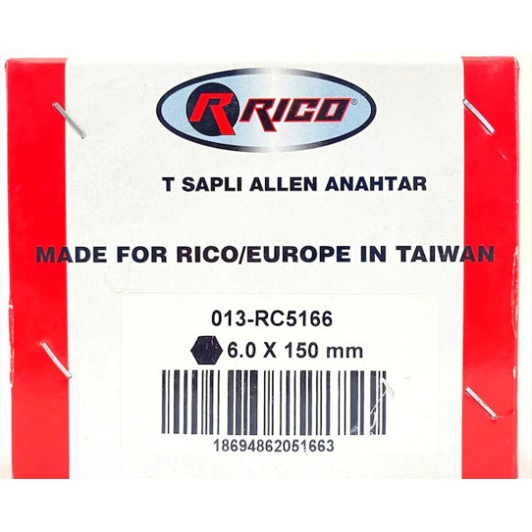 Rico T Tipi Düz Alyan Allen Anahtarı Altıgen 6x150 Mm 013-Rc5166 - 4