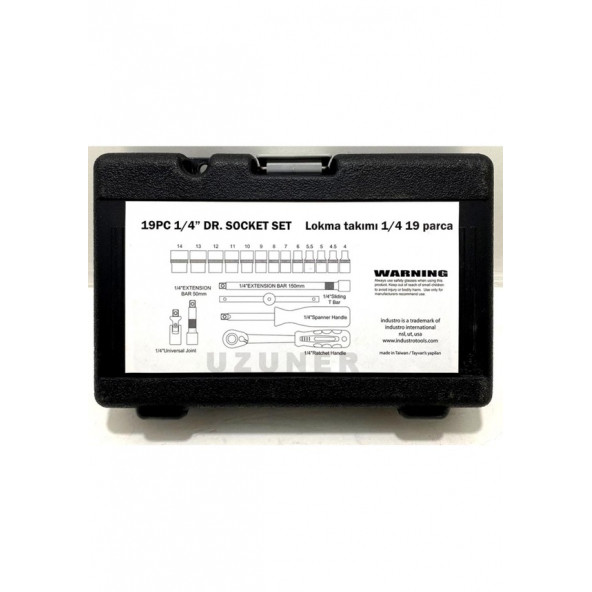 Industro Lokma Takımı 1/4" inç Cırcır Seti Mini 19 Parça - 7