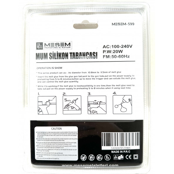 Meşem Mum Silikon Tabancası Küçük İnce 20 Watt - 2