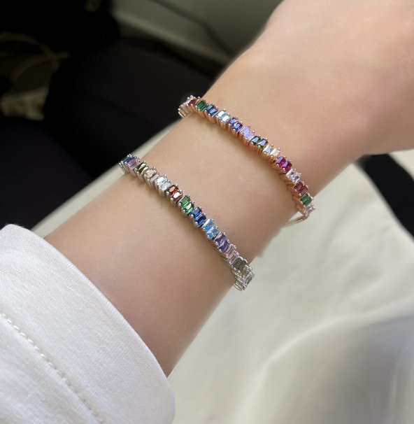 SilverPoint Renkli Baget Taşlı Asansörlü Bileklik ürün görseli