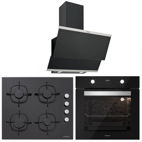 Silverline BO6502B02 - CS5335B01 - 3420  Classy 60 Siyah Cam Ankastre Set ürün görseli 1