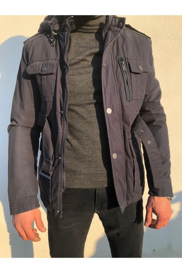 BLUES MODA Staff Vip Fermuar Ve Cep Detaylı Exculusive Mont Kaban Çıkarılabilir Kapüşonlu - 11