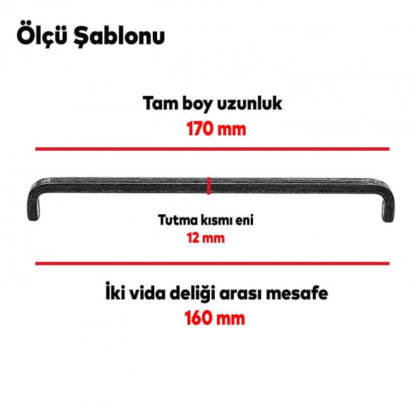 Çekmece Dolap Kapak Kulpu Kulbu 160 mm Antik Gümüş Metal Kulp - 3