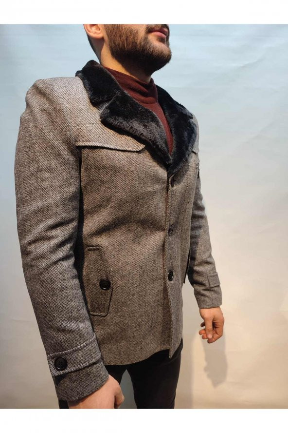 Peluş Yaka Spor Kaşe Kaban Yeni Sezon Sınırlı Üretim - 8