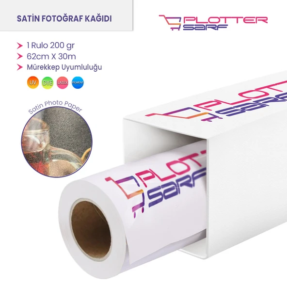 PlotterSarf Microporous (Satin) Yarı Mat Fotoğraf Kağıdı Waterprof 200gr 62cm x30mt (1 Rulo)