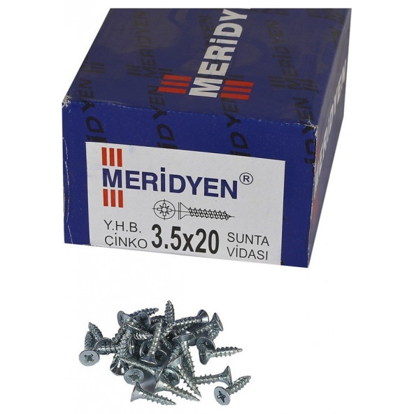 Meridyen 3,5x20 sunta vidası çinko 1000 adet ürün görseli 1