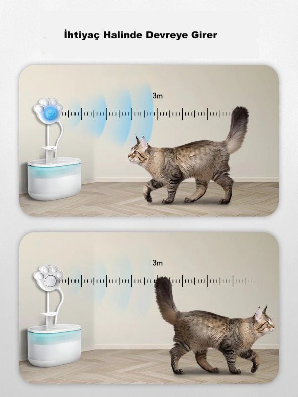 DailyTech Kedi Su Pınarı Çeşmesi Akıllı Hareket Sensörü Kızılötesi - 5
