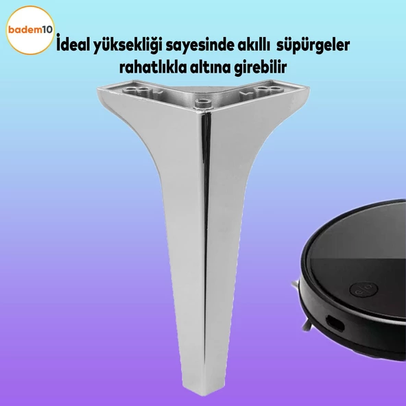 Sedef Lüks Mobilya Kanepe Sehpa Tv Ünitesi Koltuk Ayağı 19 Cm Parlak Plastik Krom Baza Ayakları - Resim 2