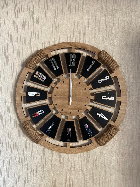 Lavintadesign Dekoratif Ahşap Halatlı Duvar Saati 40 cm