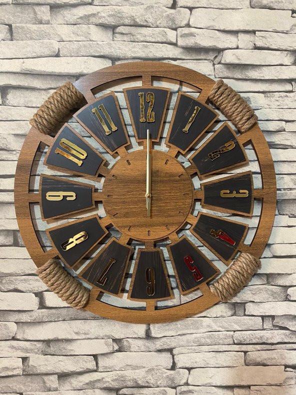 Lavintadesign Dekoratif Ahşap Halatlı Duvar Saati 40 cm