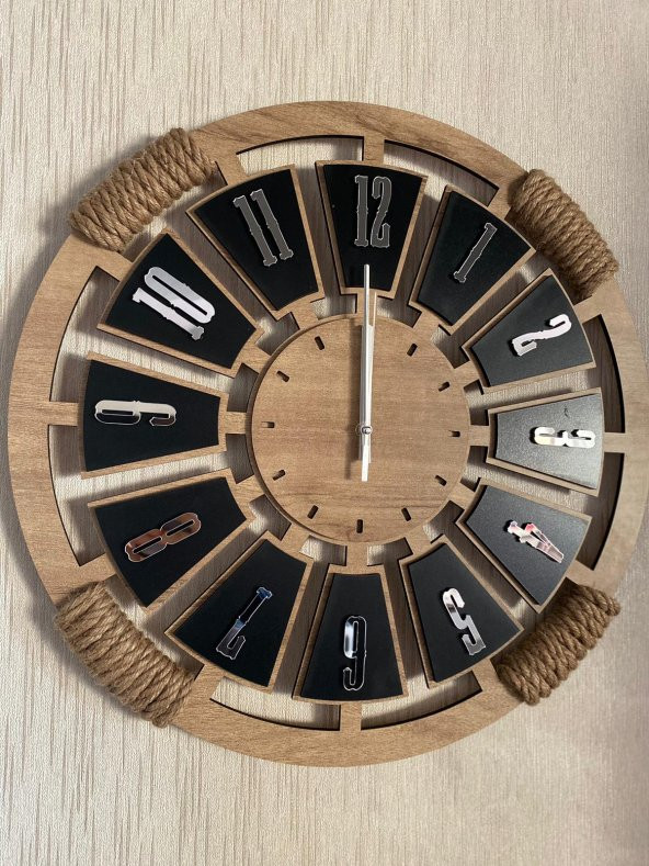 Lavintadesign Dekoratif Ahşap Halatlı Duvar Saati 40 cm - 2