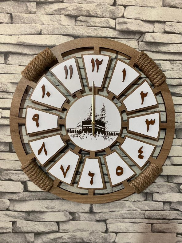Lavintadesign Ahşap Duvar Saati İsme Özel Arapça Rakamlı 40 cm
