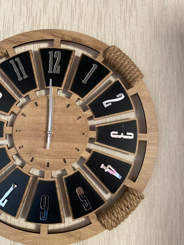 Lavintadesign Dekoratif Ahşap Halatlı Duvar Saati 40 cm - 3