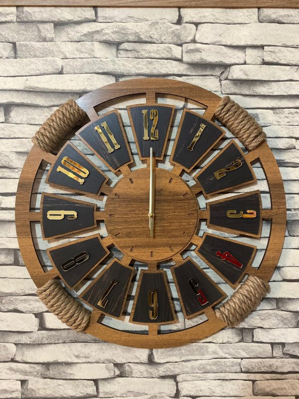 Lavintadesign Dekoratif Ahşap Halatlı Duvar Saati 40 cm - 3